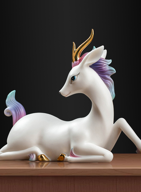 高档陶瓷七彩小灵鹿摆件客厅酒柜电视柜桌面摆放朋友送礼一鹿有你