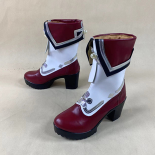 1885原神胡桃海灯节宿雪桃红cos鞋Cosplay鞋来图定制二次元动漫展