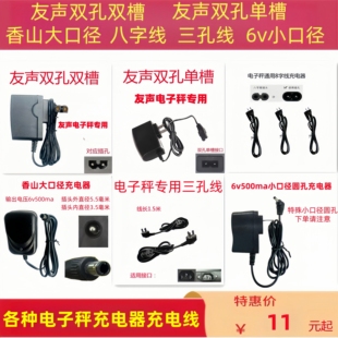 友声电子秤充电器双孔双槽双孔单槽香山电子称大口径6v小口径