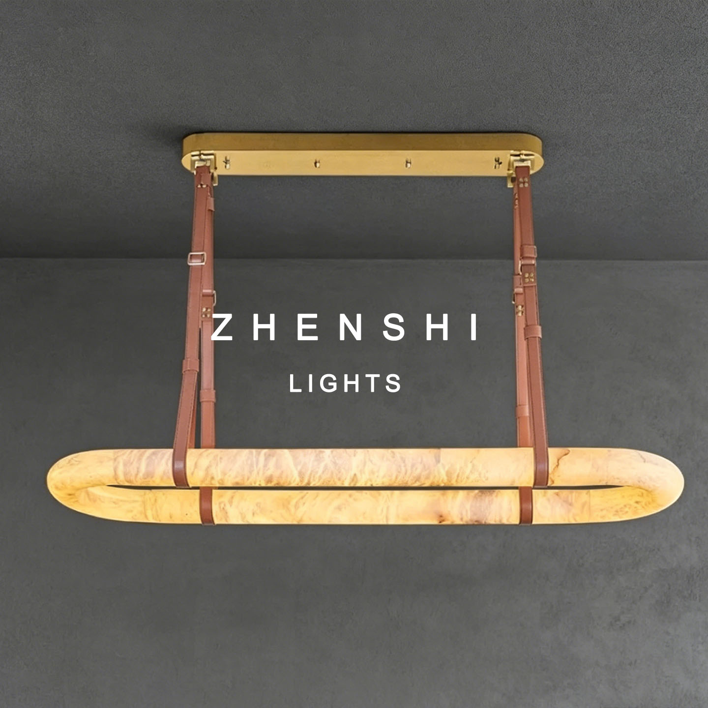 复古美式天然云石皮带吊灯现代餐厅客厅中岛吧台书房茶室全铜灯具