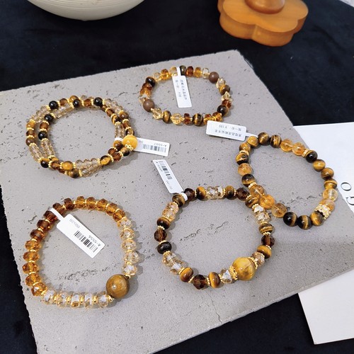 秋冬新款黄虎眼石招财黄虎眼黄水晶弹力美拉德风手串女款手饰礼物