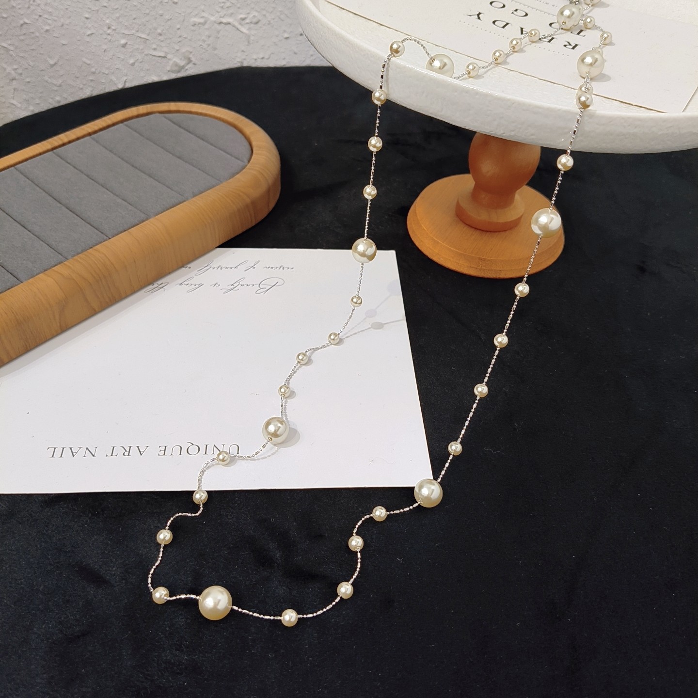 新款法式复古项链女小众设计感高级轻奢气质长款大小珍珠毛衣链女