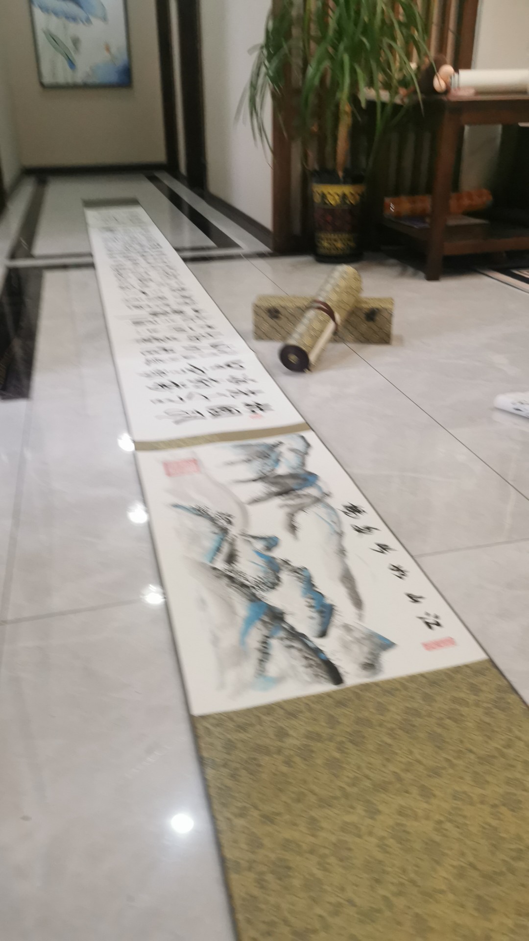 书画作品《沁园春雪 江山多娇图》5米长卷!书协老师真人真迹!