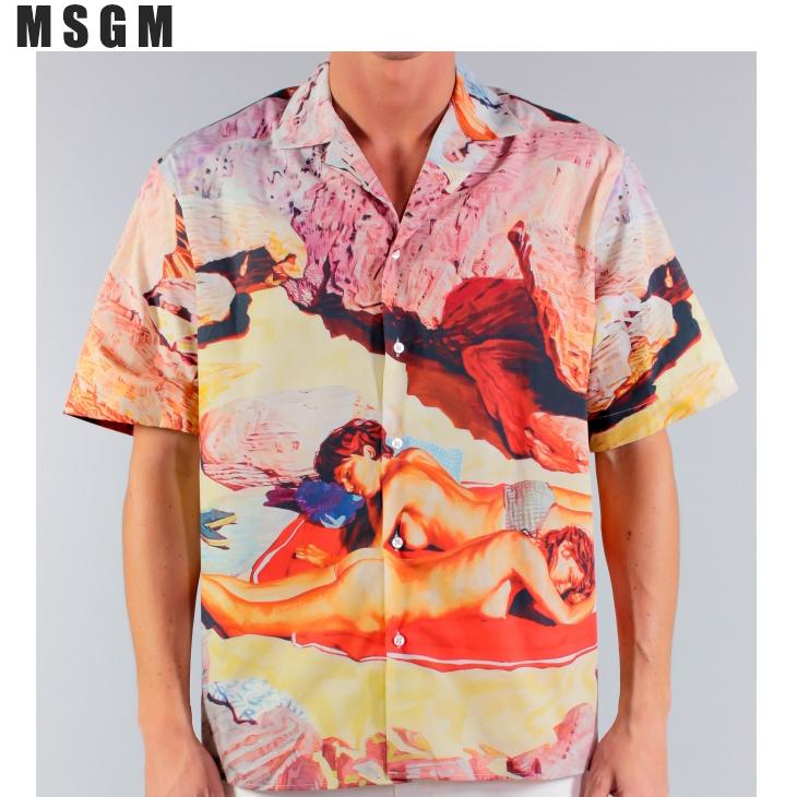 孤品特价MSGM时尚印花休闲短袖衬衫