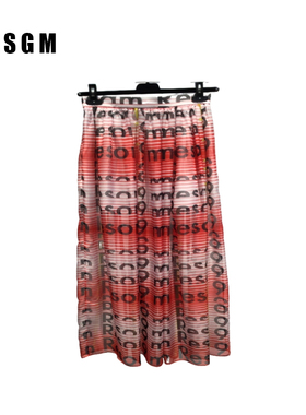 孤品特价MSGM 时尚休闲百搭舒适 女士显瘦高腰半身裙格纹红色