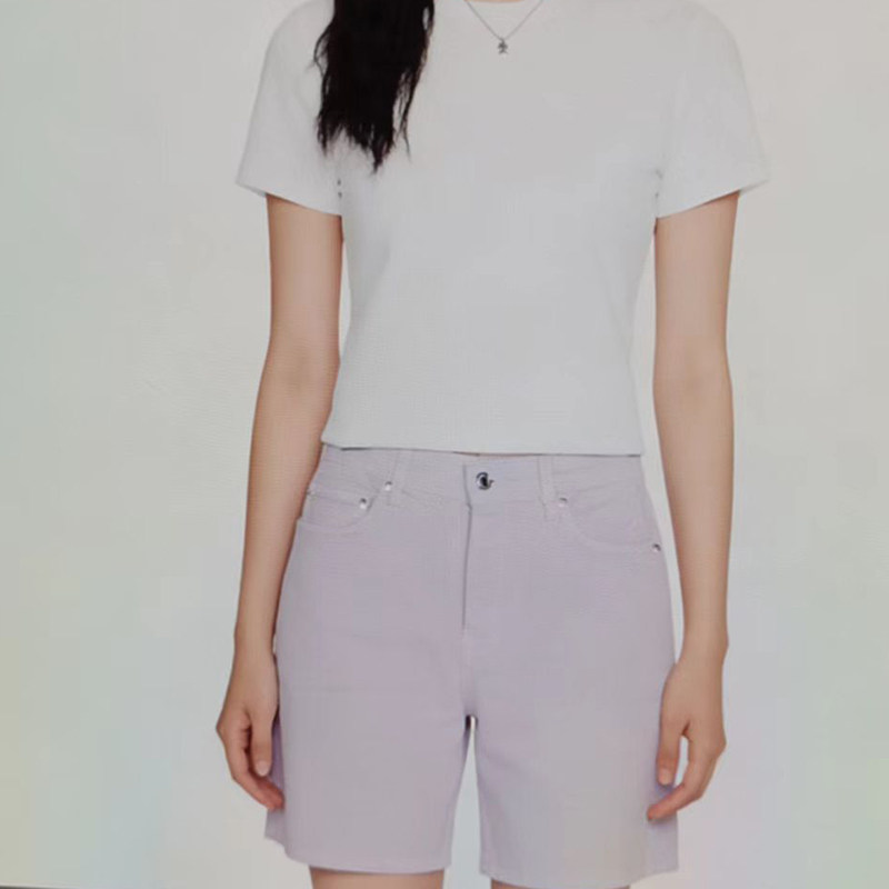 【撤柜微瑕特卖】MSGM浅紫色女士休闲牛仔短裤