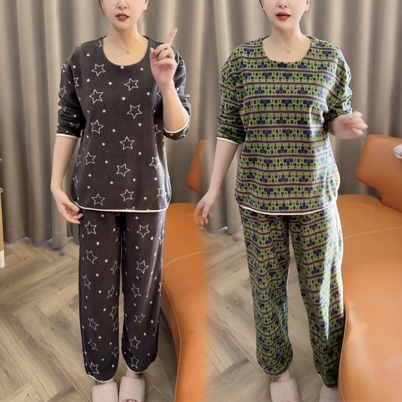 秋冬网红洋气保暖女士睡衣套装