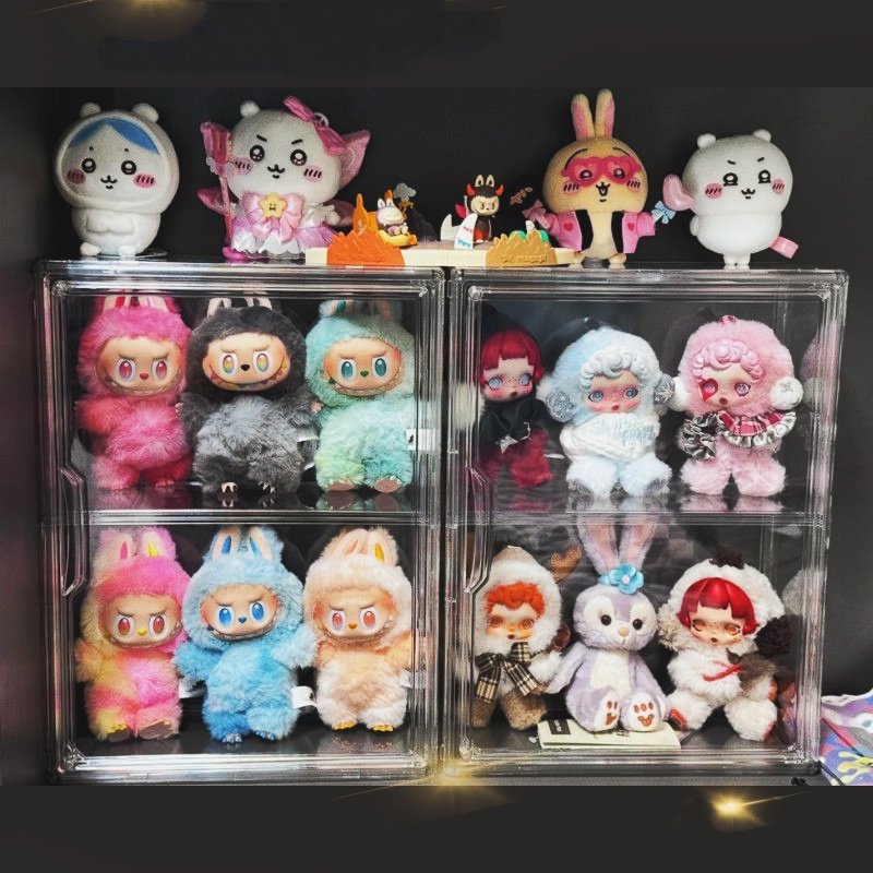 wakuku展示柜娃娃盲盒毛毛潮趣透明收纳防尘盒子亚克力透明展示盒