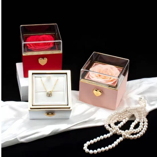 旋转求婚表白翻转玫瑰花戒指盒创意七夕浪漫惊喜圣诞节礼盒礼物盒