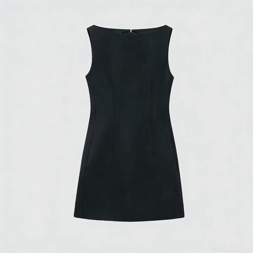 SSAVAGE“夏洛特”立裁一字领川字鱼骨线收腰连衣裙SS91085