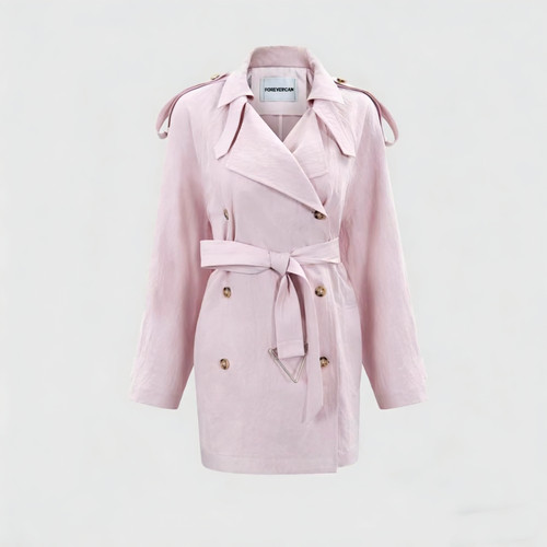 FOREVERCAN“曼彻斯顿”经典气质双排扣莱赛尔风衣外套 SC24199C