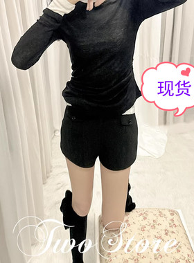 FBB limit百搭显瘦两色西装短裤女提臀线设计抗皱西装料气质靴裤