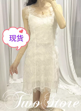 TWO女装2024夏季新款沃兹登庄园设计感气质名媛吊带连衣裙