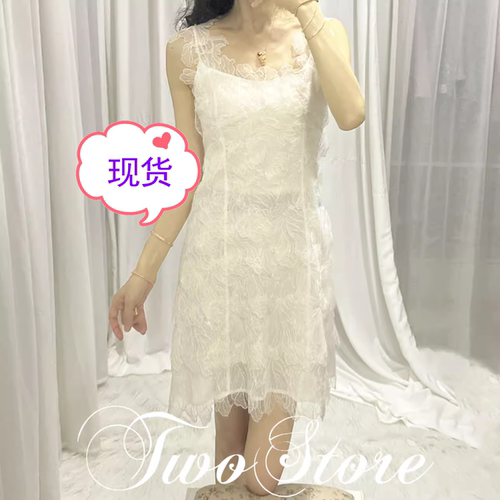 TWO女装2024夏季新款沃兹登庄园设计感气质名媛吊带连衣裙