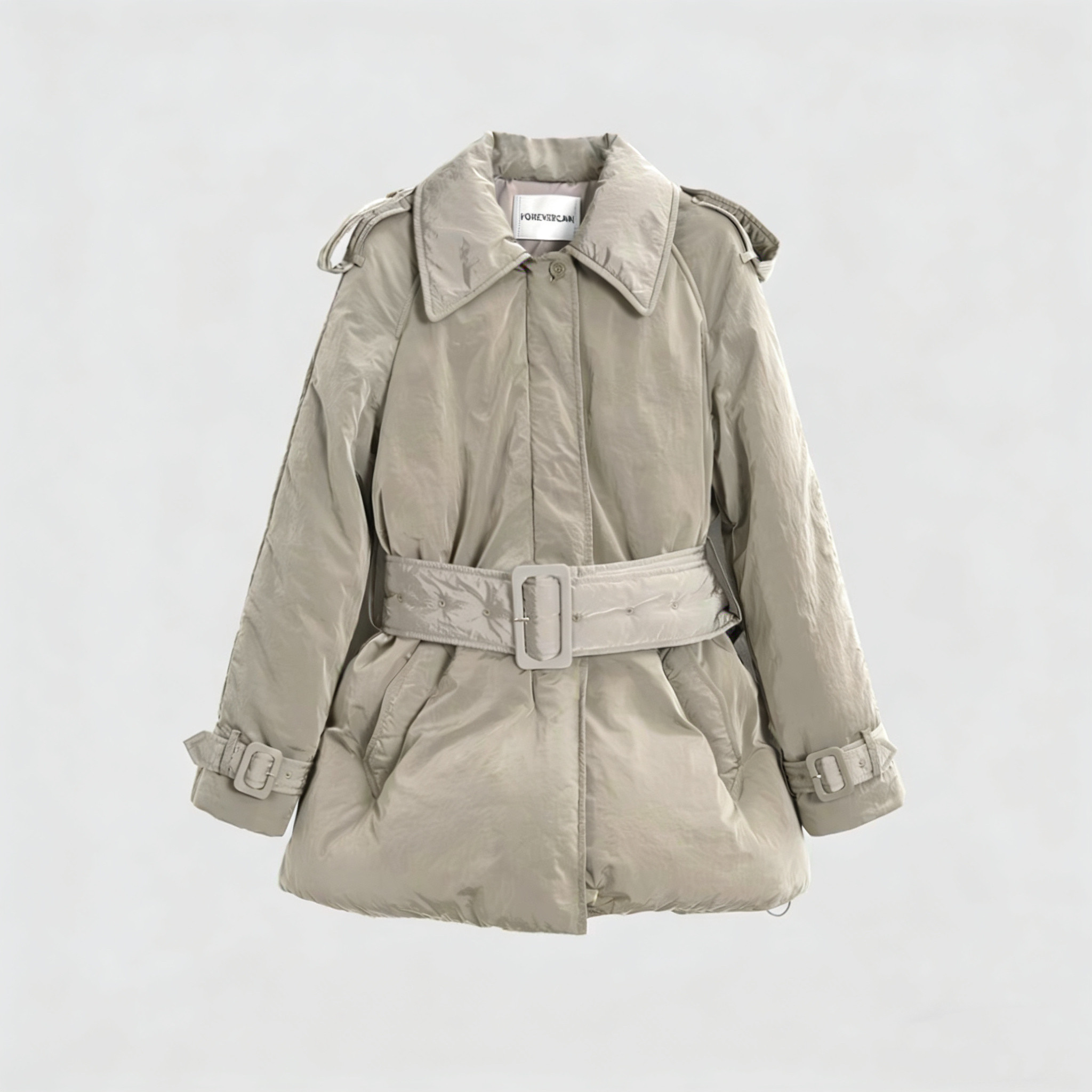 FOREVERCAN“艾格峰”鹅绒服蜂腰系带花苞羽绒裙 WC23963