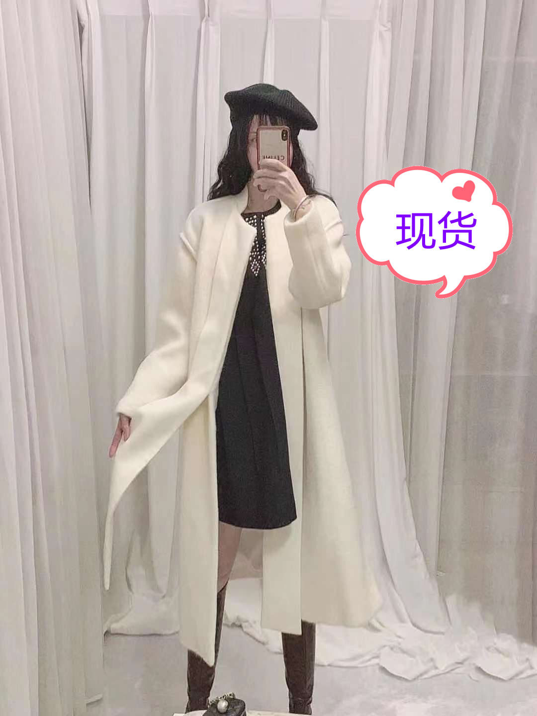 two11/11 0:00am 意大利进口羊驼毛毛呢大衣英伦白色长款外套