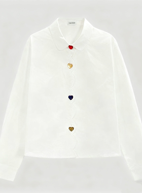 FOREVERCAN“心灵捕手”客订多彩爱心扣扇贝边门襟白衬衫WT23766