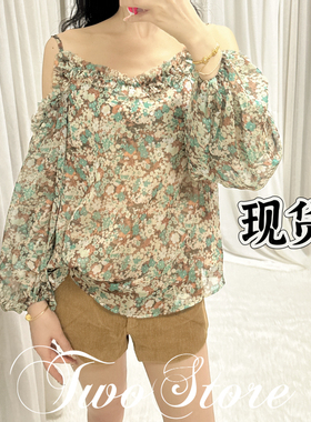 FOREVERCAN“沙漠绿洲”法式碎花露肩吊带灯笼袖上衣 ST16876