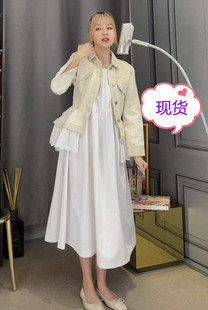ALUONLINESHOP芝士奶球下擺蕾絲牛仔外套/雲朵蓬蓬質感公主連衣裙