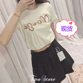 00AM TWO06 CAN私藏 香家设计感手工亮片百搭收腰短上衣