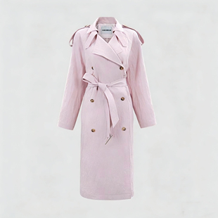 风衣外套 纸片人气质双排扣皱感长款 SC24199 德比郡 FOREVERCAN