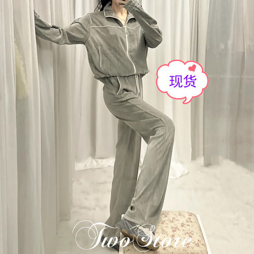 真丝丝绒运动风套装2023