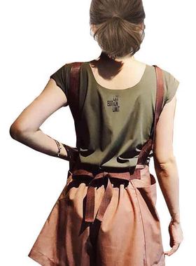 Lin Edition Limit 潮流摩登简洁来袭性感U领显白墨绿色T恤