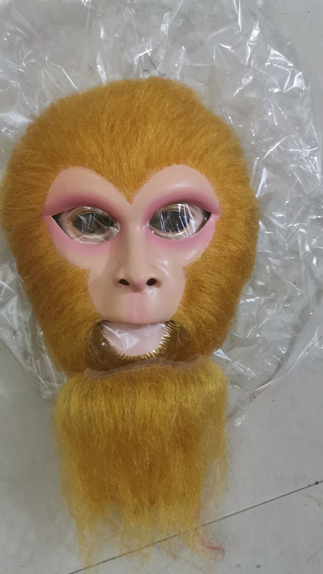 定制孙悟空植毛面具齐天大圣猴面具脸精细网纱钩织胡子毛绒布头套