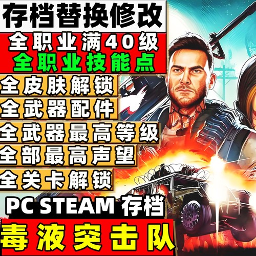 PC STEAM 毒液突击队 存档修改替换全武器皮肤关卡全解锁存档联机