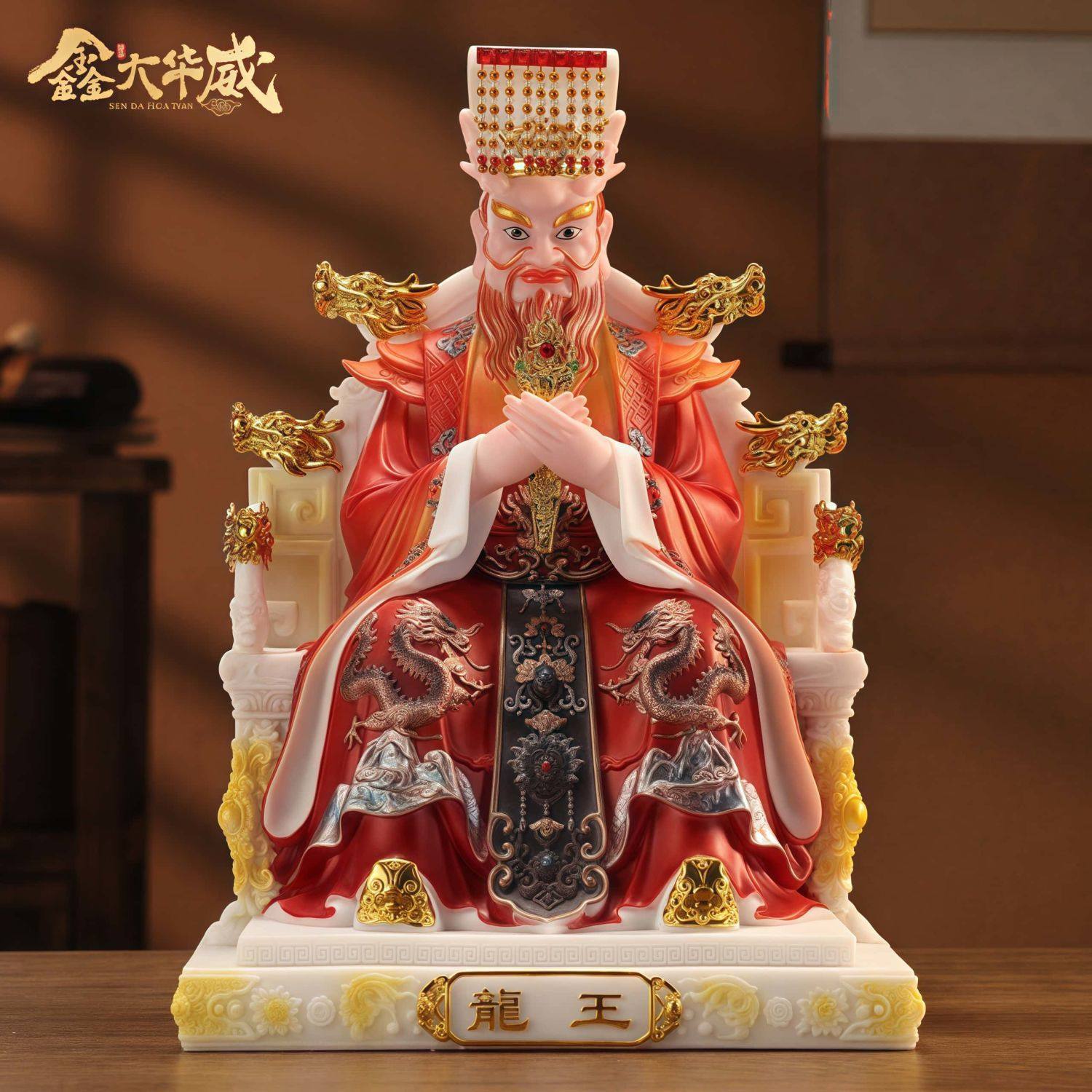 汉白玉西海龙王神像龙王爷龙母神像店铺家用供奉摆件东海四海龙王