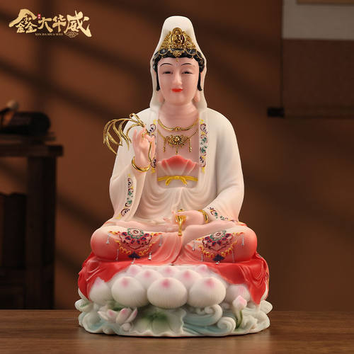 汉白玉观音菩萨佛像摆件南无大愿观世音释迦牟尼佛像地藏王全堂佛