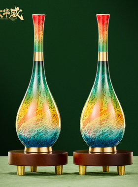 供奉花瓶净水瓶摆件纯铜铜雕艺术非遗大漆工艺品观音玉净瓶装饰品