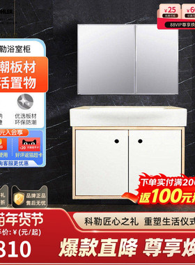 科勒实木浴室柜组合小户型卫生间卫浴80cm柜洗漱台K-21852T
