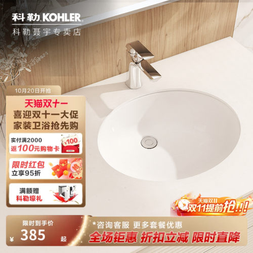 科勒卡斯登洗手家用椭圆形台下盆