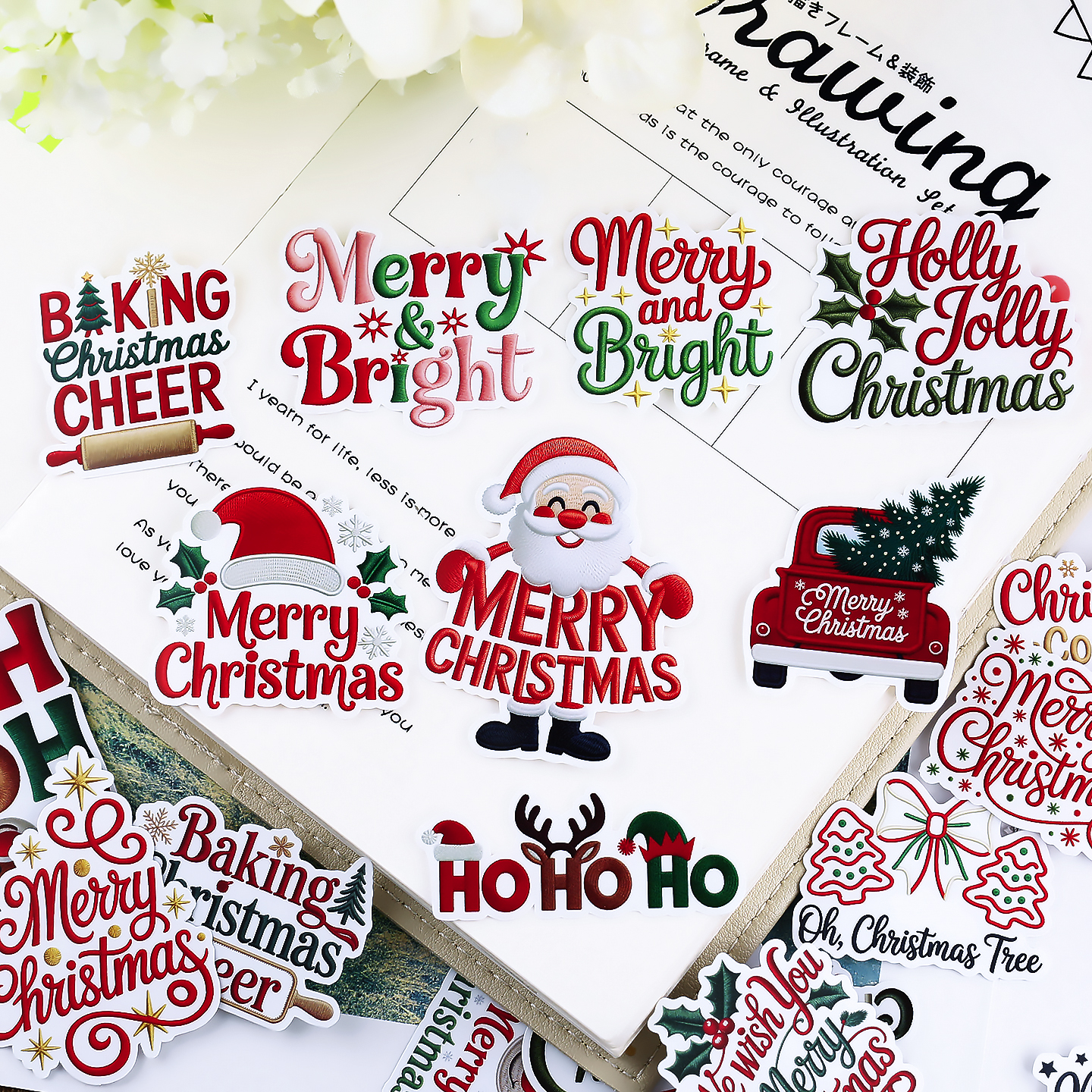 圣诞节贴纸可爱文字手帐手机防水