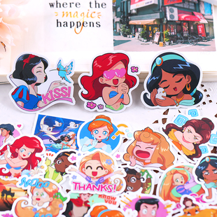 公主们2 手账本卡通贴纸手帐杖可爱少女心儿童人物表情包粘贴