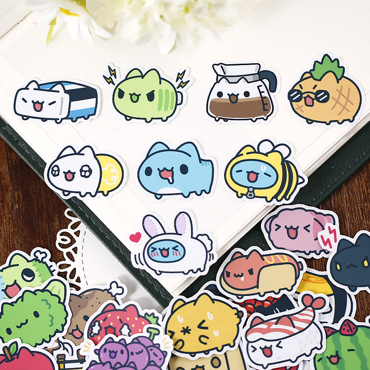 猫猫虫可爱手账卡通贴纸