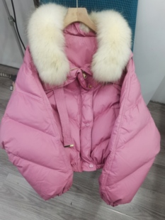 2025冬季新款大毛领气质洋气白鸭绒短款羽绒服女飘带面包款学生潮