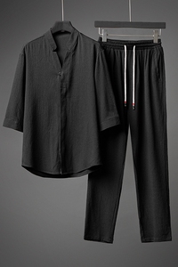 春夏新款风青年男士套装汉服唐装休闲两件套潮流  TZ201-P110图片