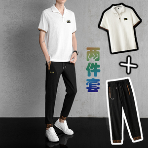 2026新款休闲运动套装风高端V领定制轻薄褶皱短袖两件套TZ303图片