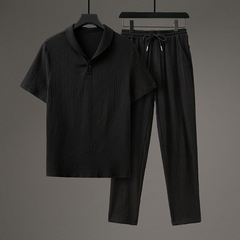 新品夏季时尚潮流高端透气青果领休闲运动套装风套装TZ209，男装休闲套装，星座305A（原312A-1）