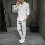 春夏新款风青年男士套装汉服唐装休闲两件套潮流TZ201-P110，男装休闲套装，星座305A（原312A-1）