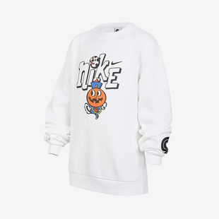 100 男女童印花针织卫衣IO0095 Nike耐克大童加绒圆领套头衫 冬新款