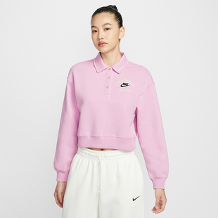 Nike耐克加绒卫衣女冬季新款运动休闲短款翻领套头衫IM7487-623