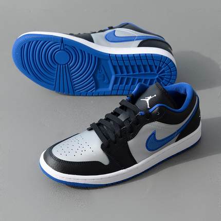耐克男Air Jordan 1 Low AJ1白黑蓝休闲运动篮球鞋潮553558-007