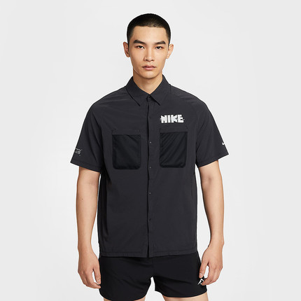 Nike耐克短袖衬衫男秋季新款休闲运动工装翻领T恤上衣IH4510-010