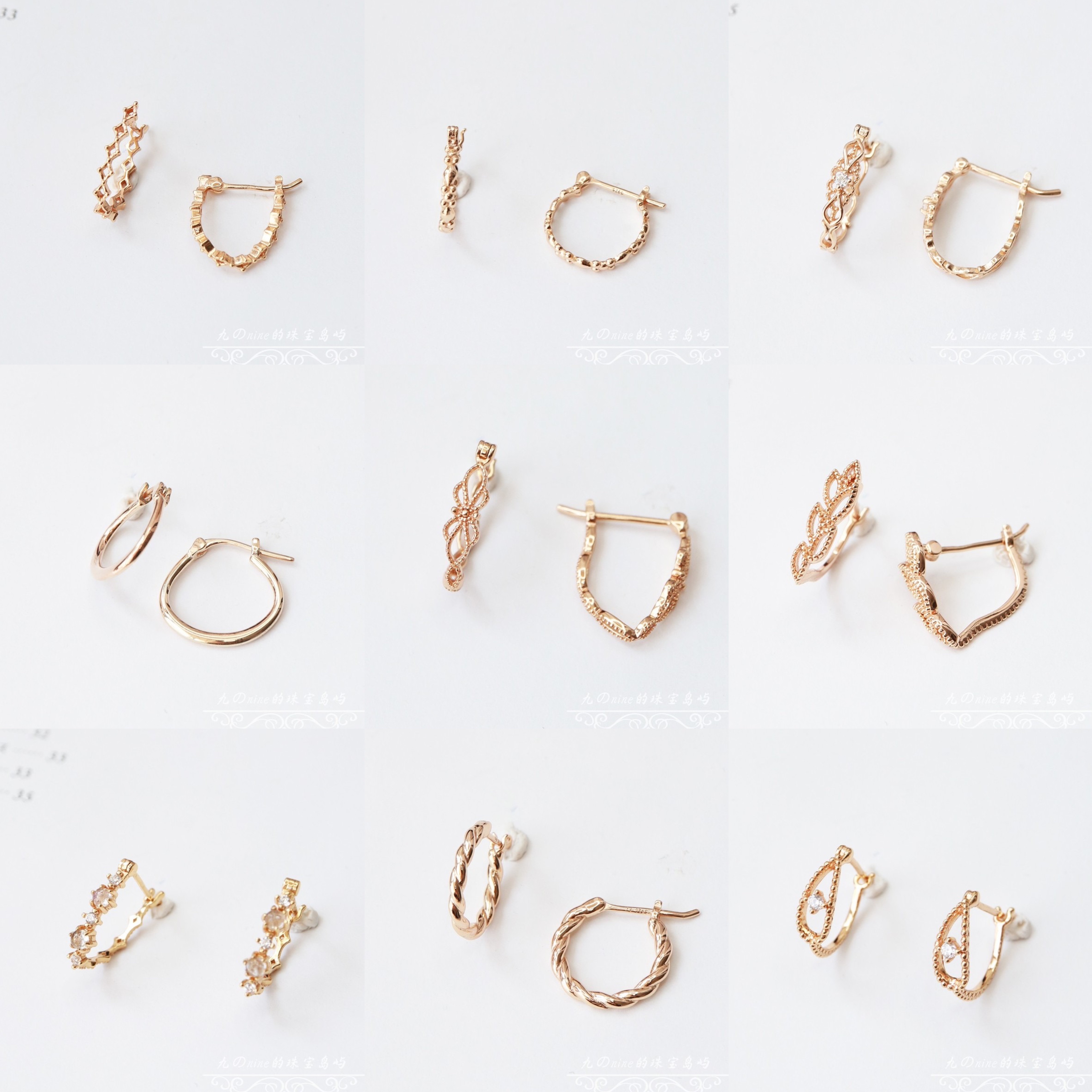 日系aget小众耳环银镀金合集