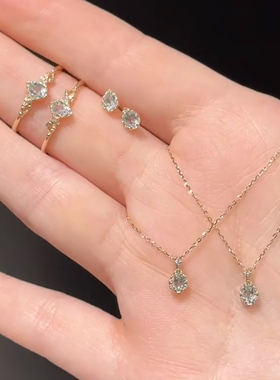 回馈款日系nojes*轻奢简约百搭海蓝宝项链s925银镀金锁骨链礼物女