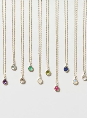 回馈款 日系小众天然水晶迷你水滴锆石项链s925银镀金礼物女精致