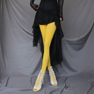 金黄色加长大码连裤袜高弹力锦纶天鹅绒彩色丝袜春秋款姜黄打底袜